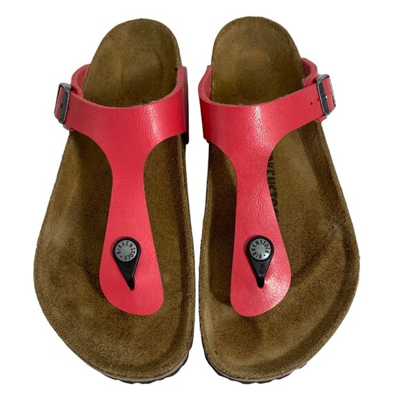 BIRKENSTOCK Womens Gizeh Sandals Birko Flor Size EU 39 Graceful Raspberry EUC - Picture 2 of 8